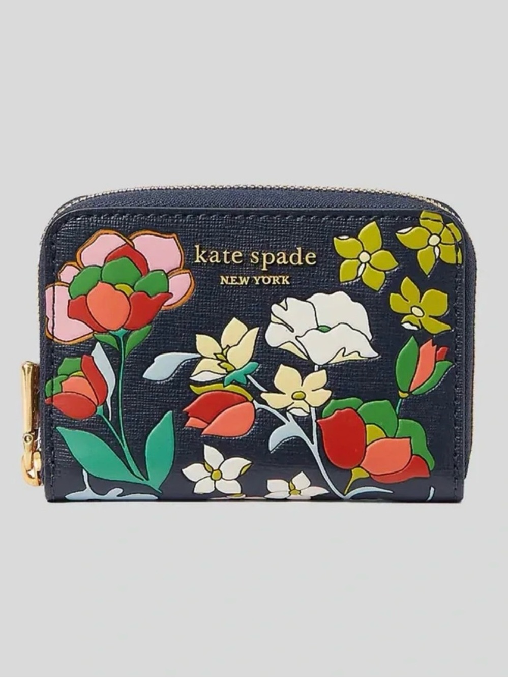 Kate Spade New York  Morgan Flower Bed Embossed  Zip Card Wallet